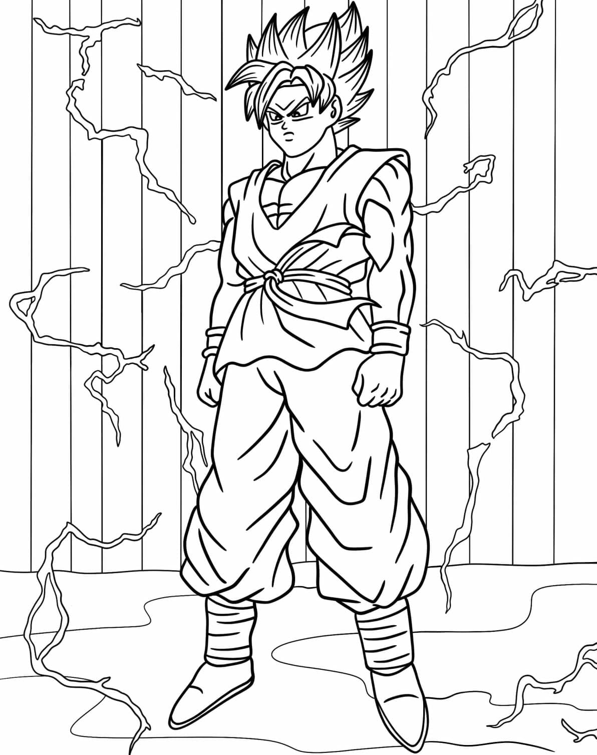 Desenho de Instinto Superior Goku para Colorir e Pintar