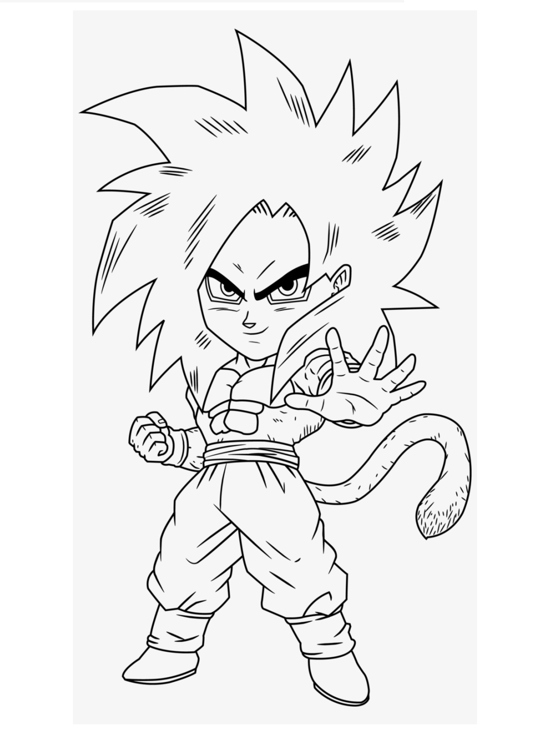 Desenho Imprimivel do Goku Fácil de Colorir com Canetinha e Pintar