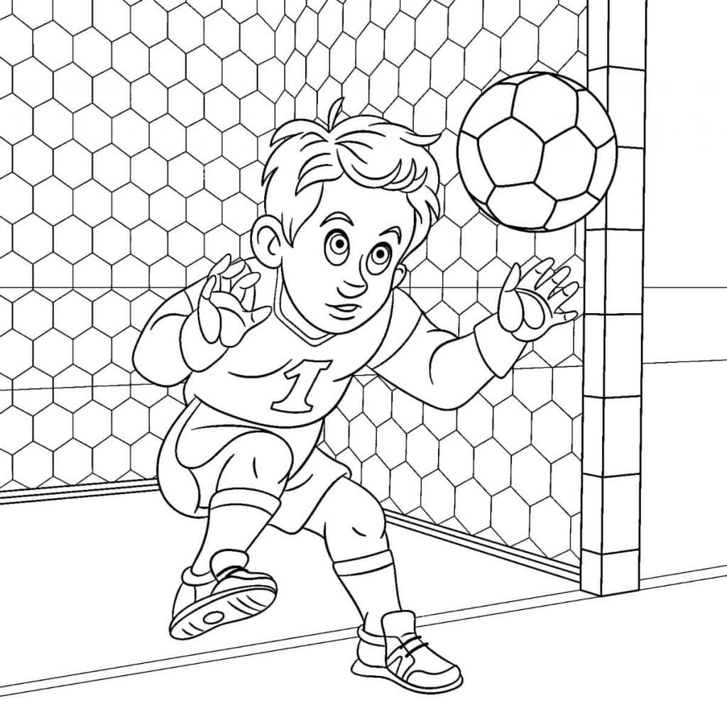 Desenho de Goleiro Jovem para Colorir e Pintar