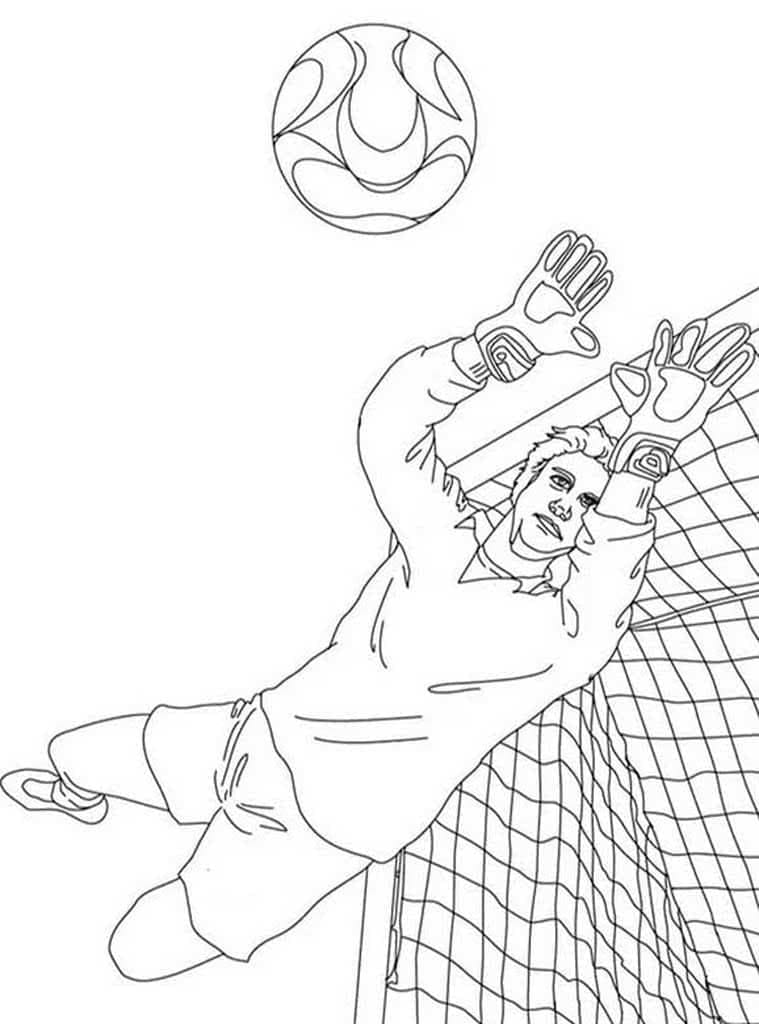 Desenho de Goleiro Profissional para Colorir e Pintar