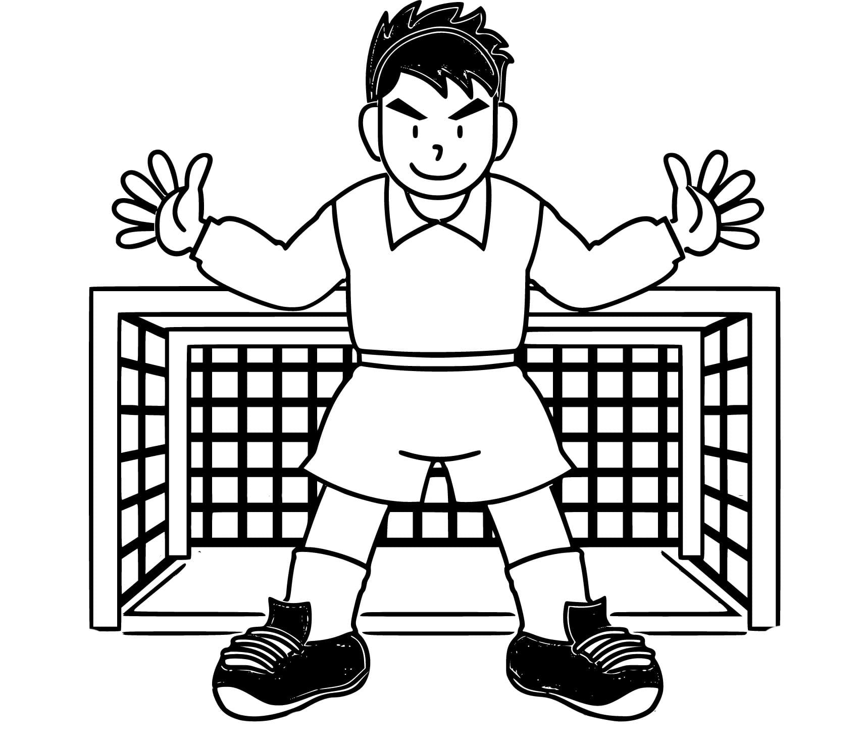 Desenho de Goleiro Sorridente para Colorir e Pintar