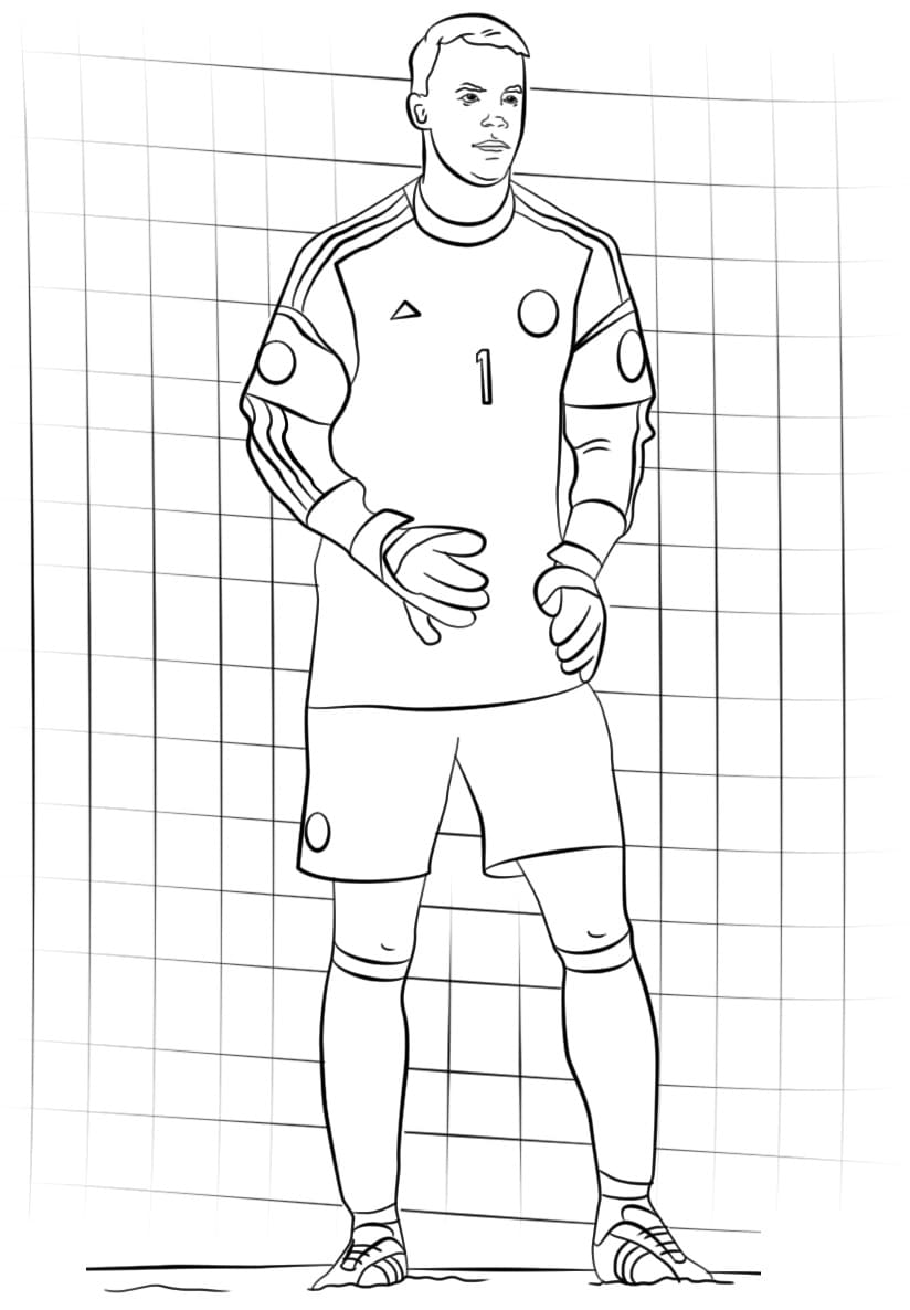 Desenho de Manuel Neue Goleiro para Colorir e Pintar