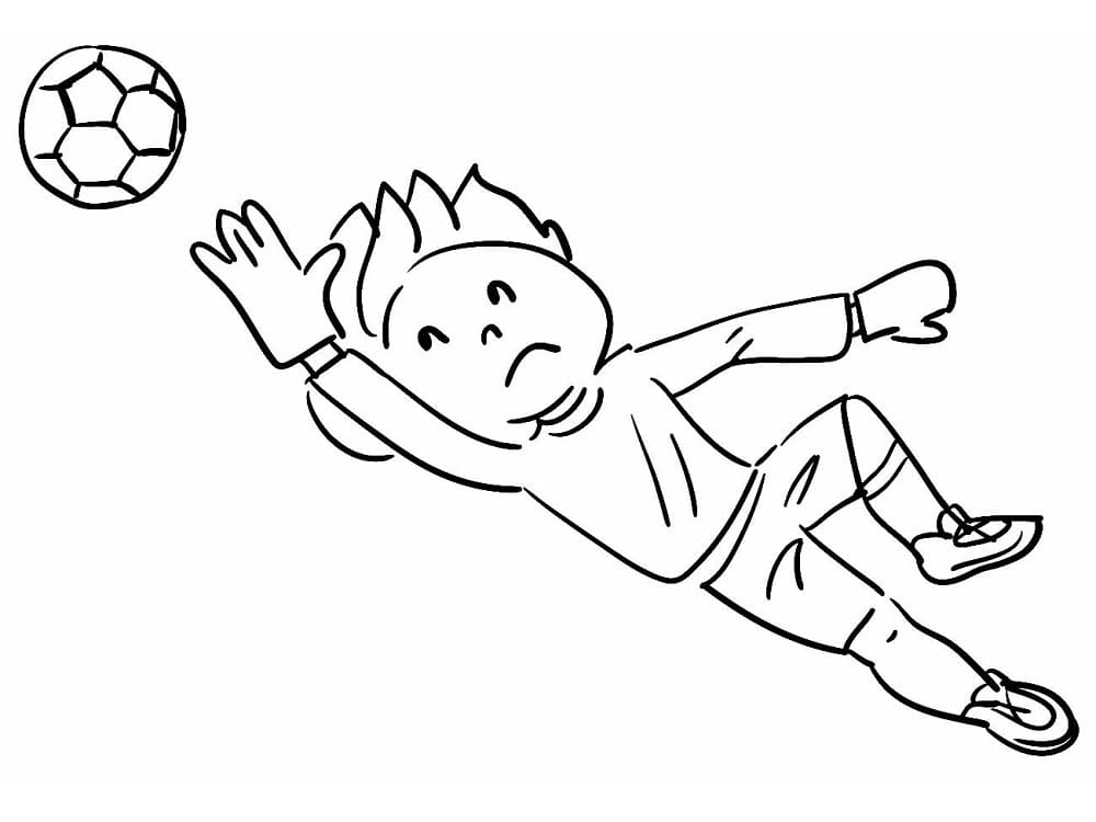 Desenho de Menino Goleiro para Colorir e Pintar