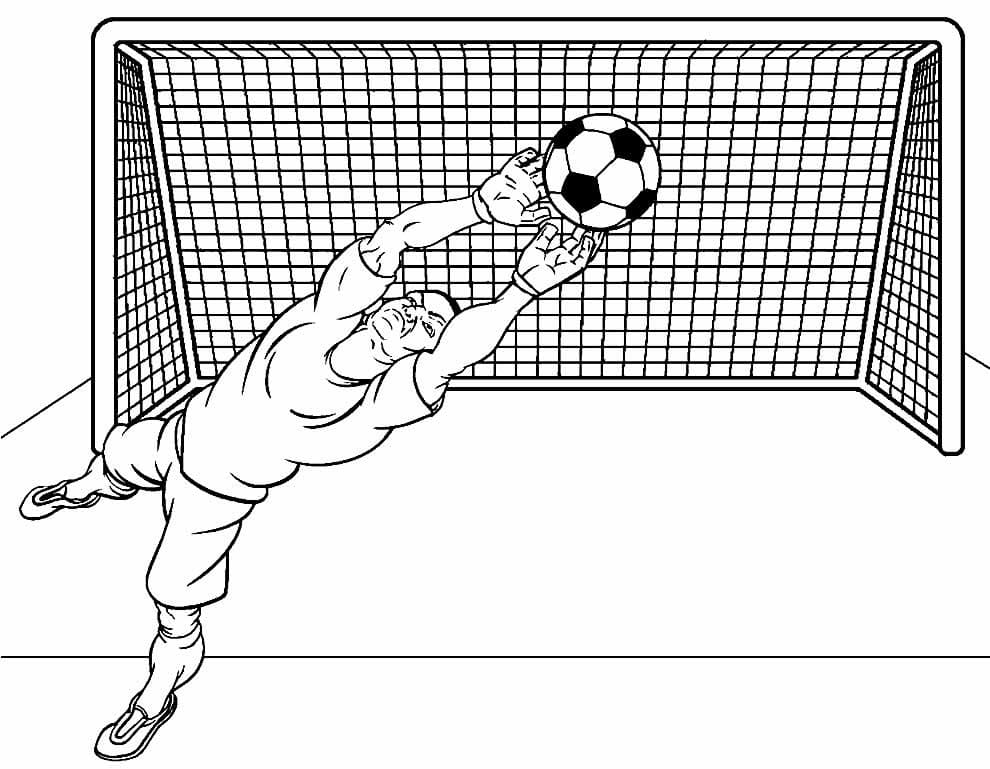 Desenho de um Goleiro para Colorir e Pintar