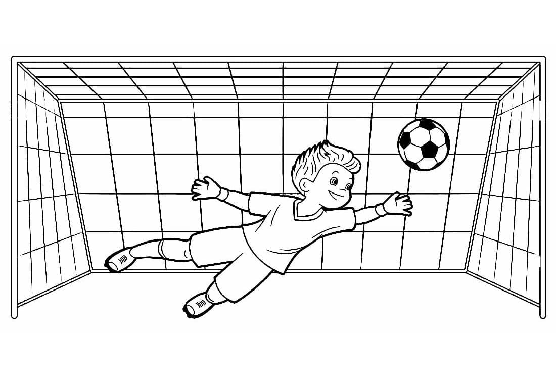 Desenho de um Pequeno Goleiro para Colorir e Pintar