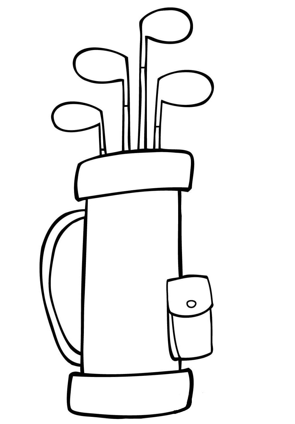 Desenho de Bolsa com Tacos de Golfe para Colorir e Pintar