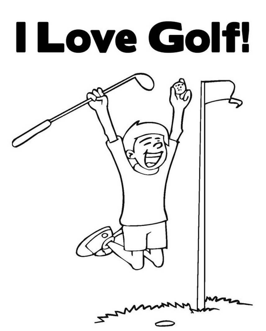 Desenho de Menino Jogando Golfe para Colorir 8 e Pintar