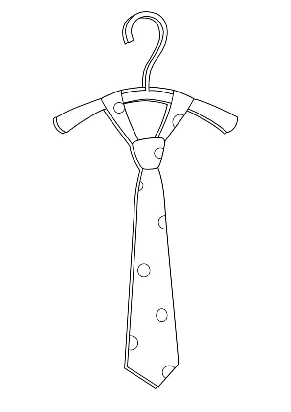 Desenho de Gravata de Bolinha no Cabide para Colorir e Pintar