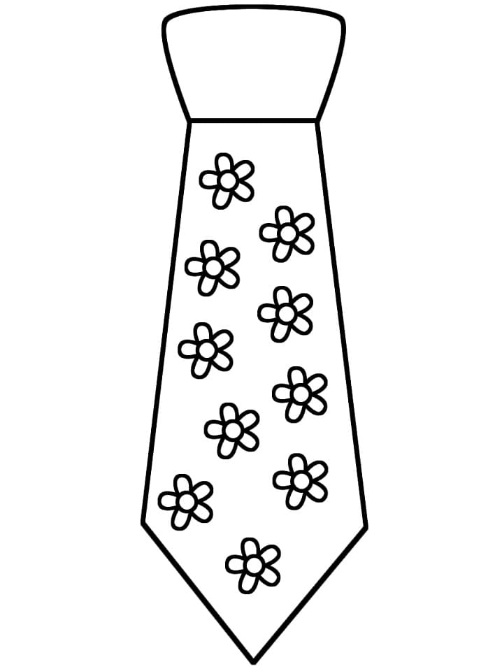 Desenho Gravata com Flores para Colorir e Pintar