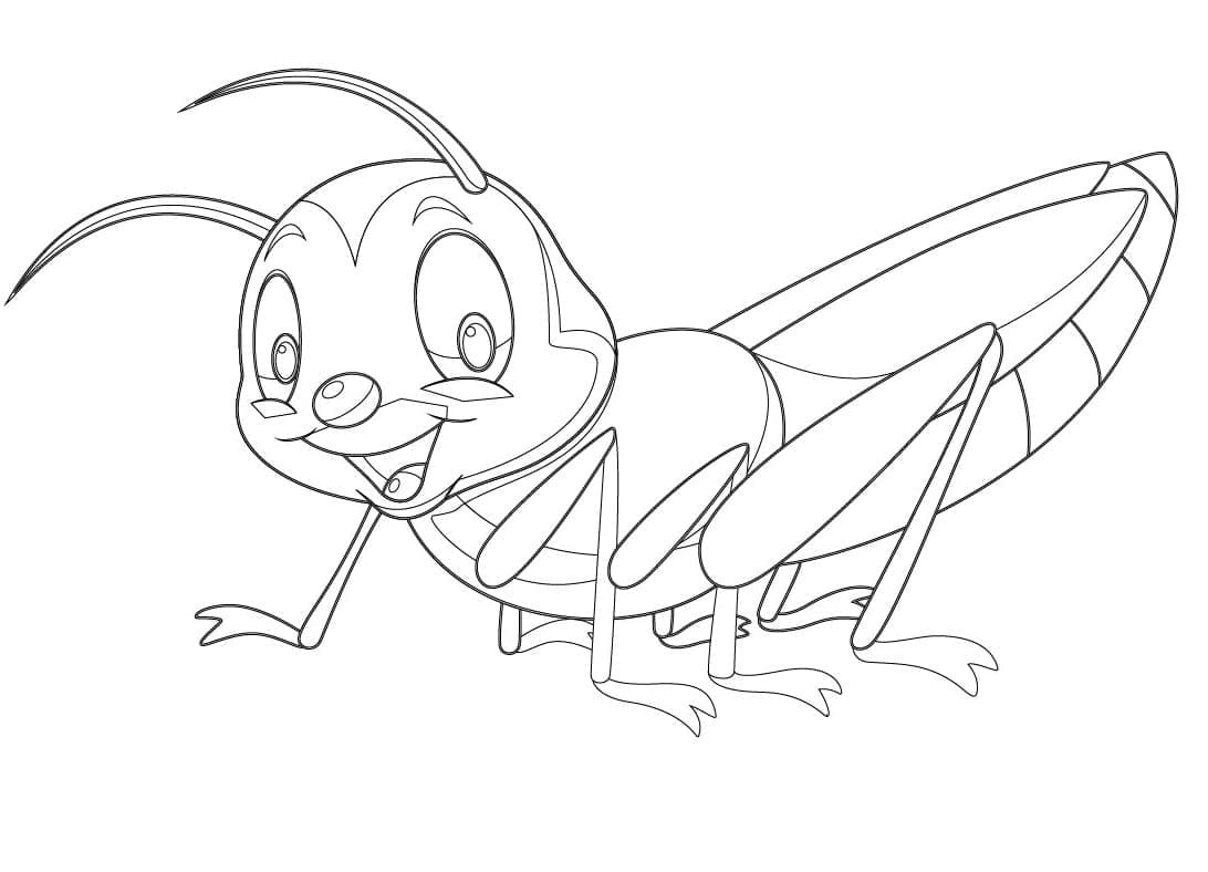 Desenho de Grilo Adorável para Colorir e Pintar