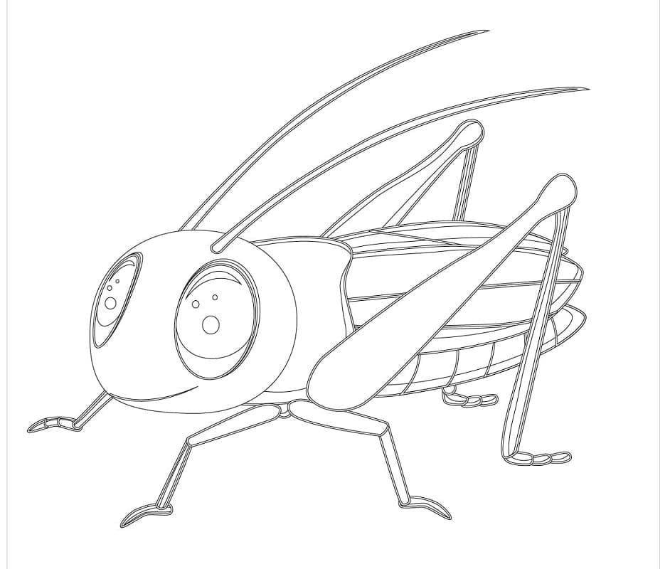 Desenho de Grilo Animado para Colorir e Pintar