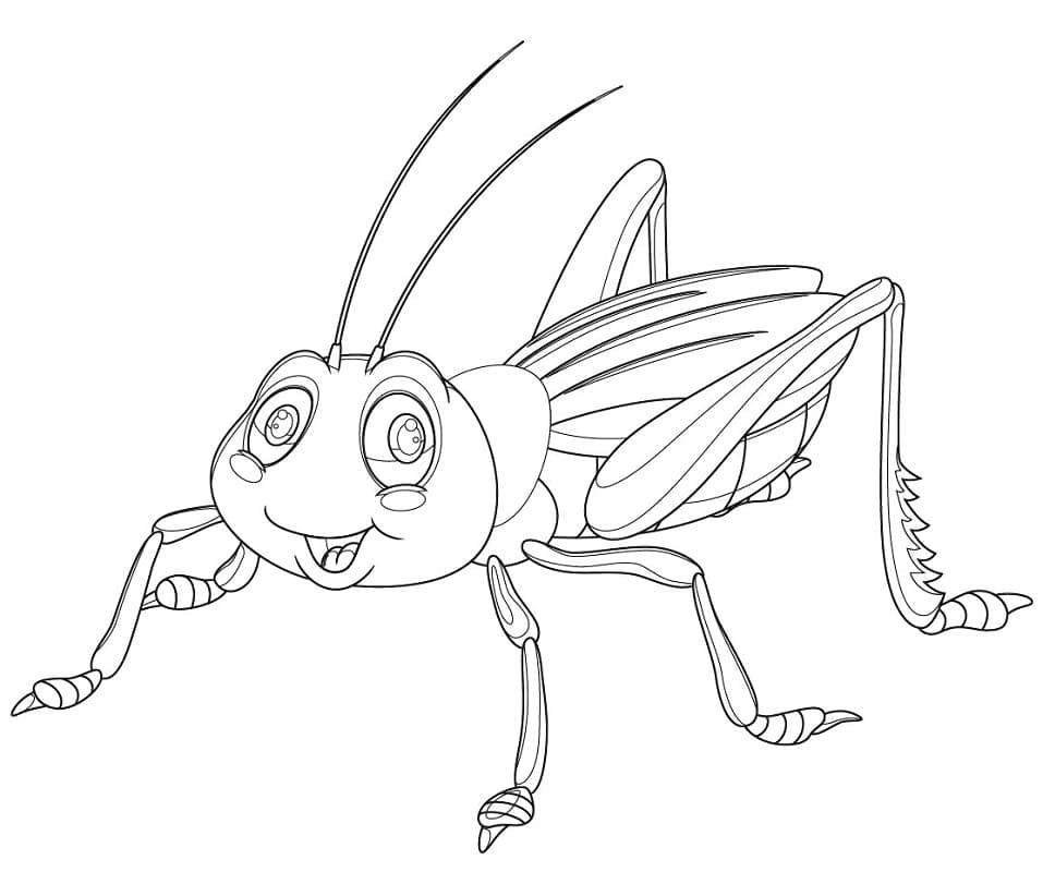 Desenho de Grilo Sorridente para Colorir e Pintar