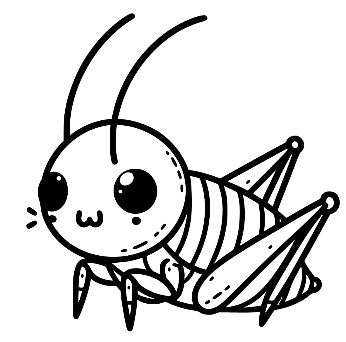 Desenho de um Grilo Fofo para Colorir e Pintar