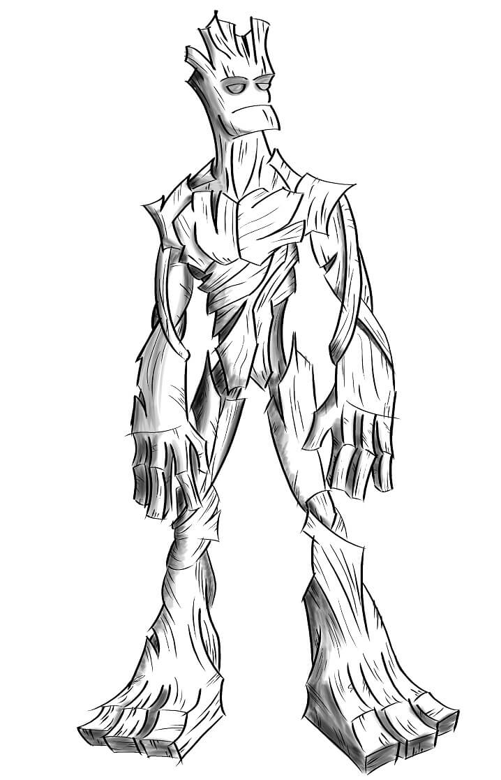 Desenho de Groot Fofo para Colorir e Pintar