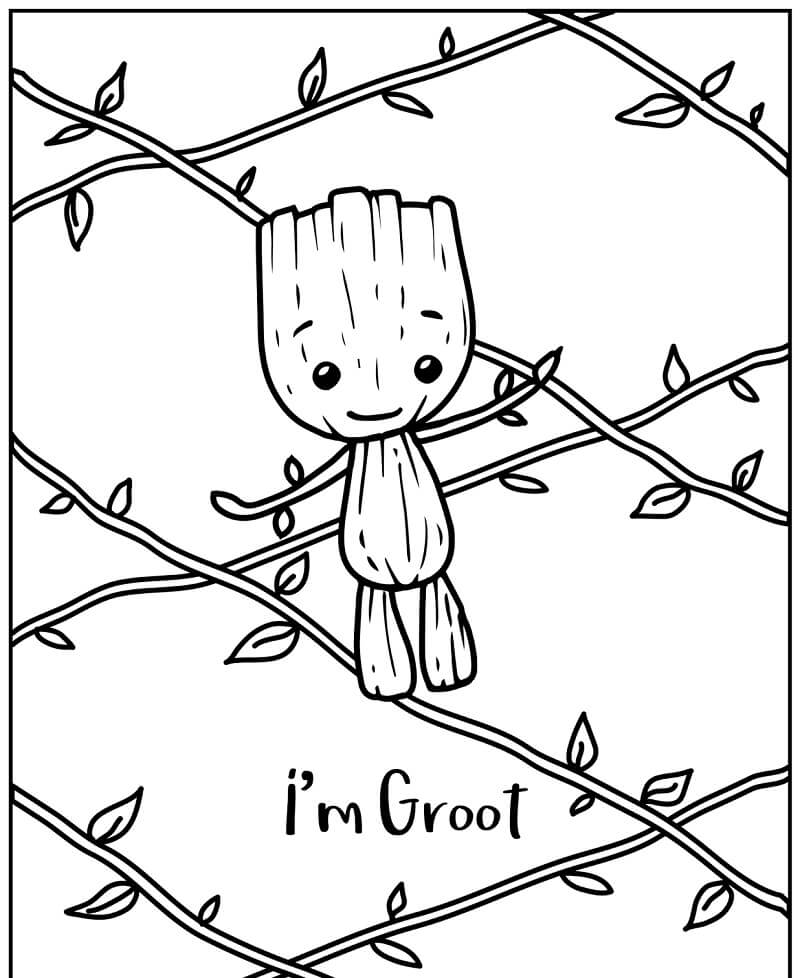 Desenho de Groot Herói para Colorir e Pintar