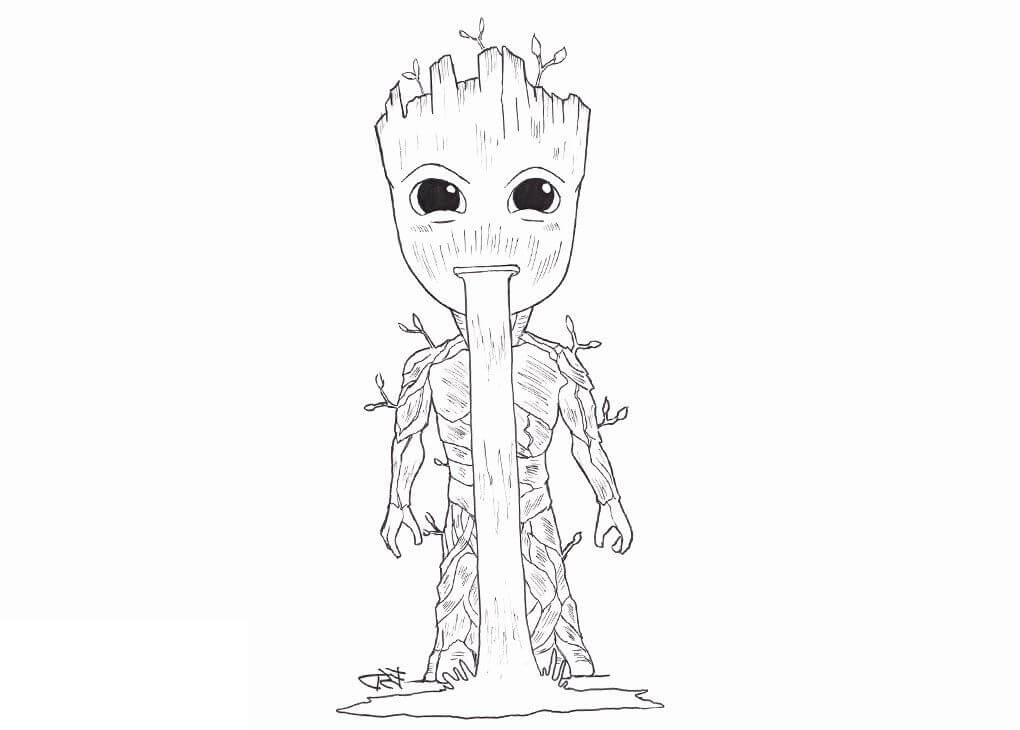 Desenho de Groot Imprimivel Download e Pintar
