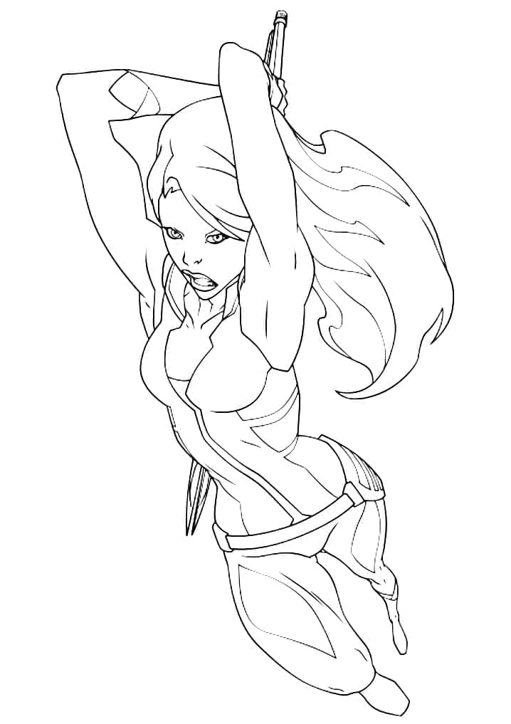 Desenho de Gamora Lutando para Colorir e Pintar