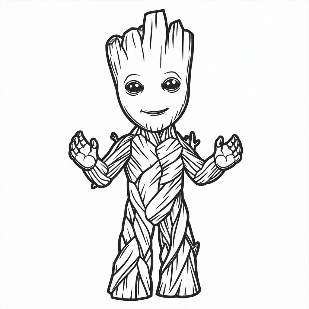 Desenho de Groot Feliz para Colorir e Pintar