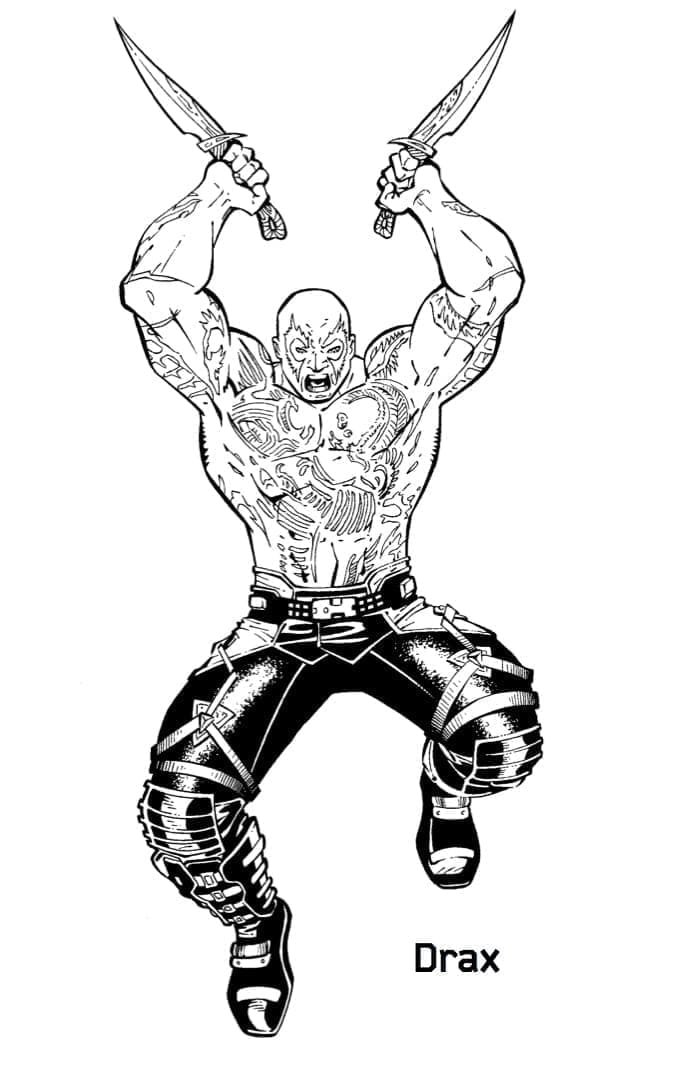Desenho de Marvel Drax o Destruidor para Colorir e Pintar