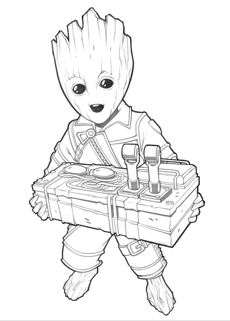 Desenho de Pequeno Groot para Colorir e Pintar