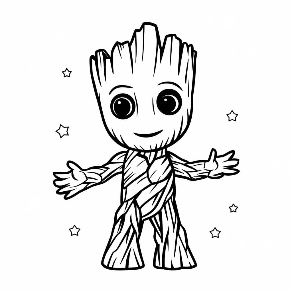 Desenho de Sorriso Groot para Colorir e Pintar