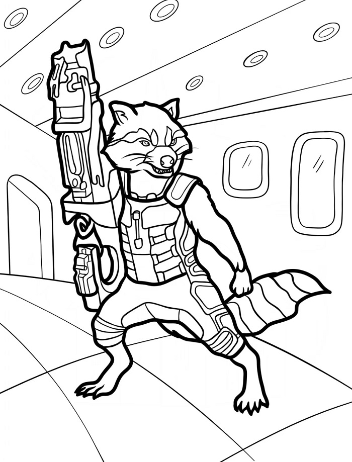 Desenho Pdf de Marvel Rocket Raccoon para Colorir e Pintar