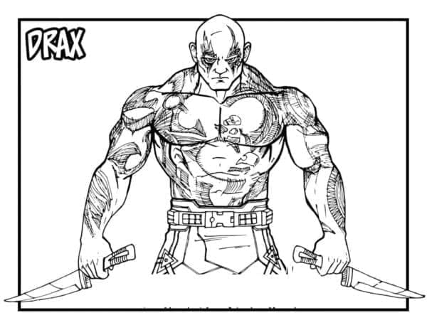 Desenho de Drax em Guardioes da Galáxia para Colorir e Pintar
