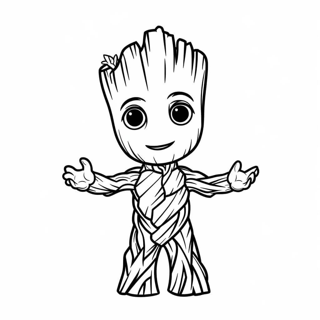 Desenho de Guardioes da Galáxia Amigá Veis ao Groot para Colorir e Pintar