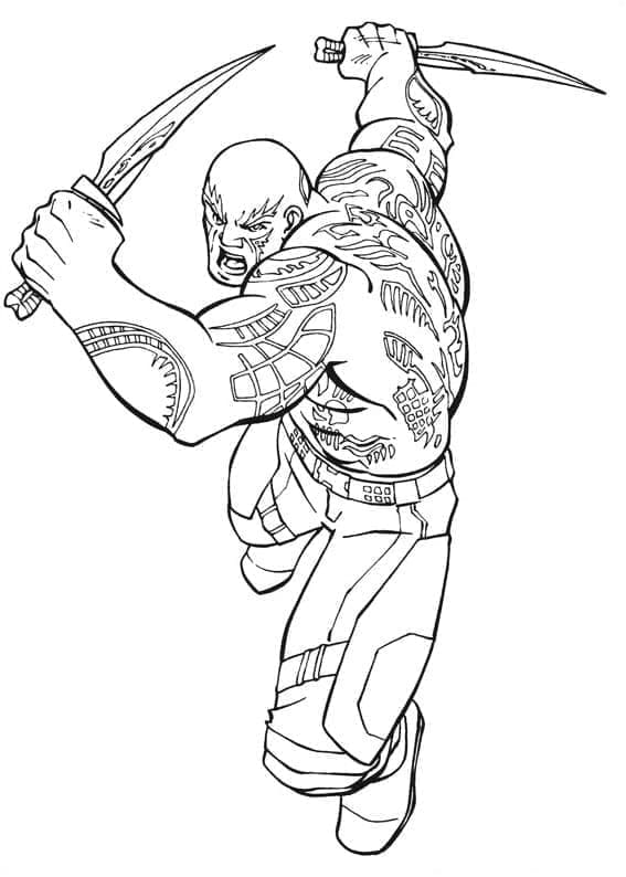Desenho de Guardioes da Galáxia Drax para Colorir e Pintar