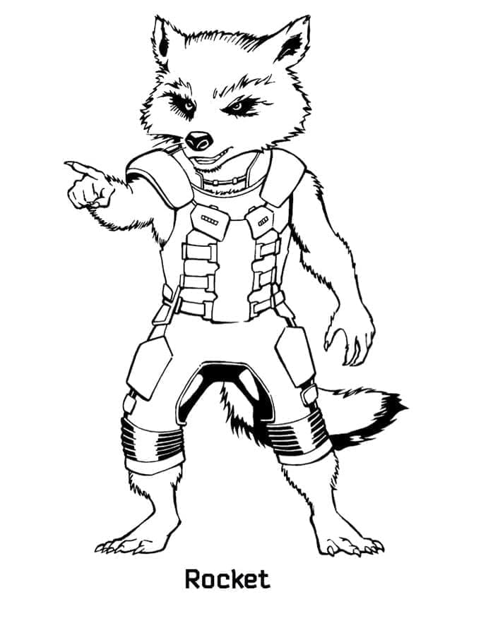 Desenho de Guardioes da Galáxia Rocket para Colorir e Pintar