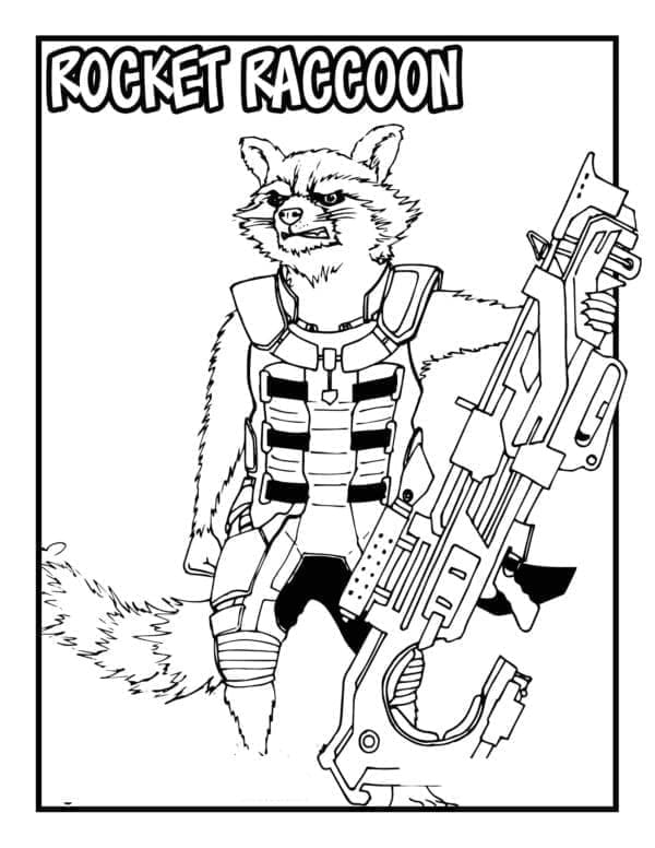 Desenho de Rocket Raccoon de Guardioes da Galáxia para Colorir 2 e Pintar