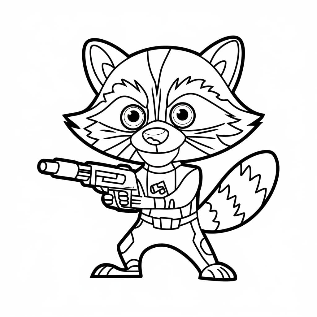 Desenho de Rocket Raccoon Guardioes da Galáxia para Colorir 2 e Pintar