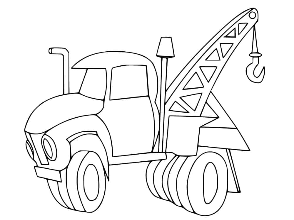 Desenho de Caminhão Guindaste Engraçado para Colorir e Pintar