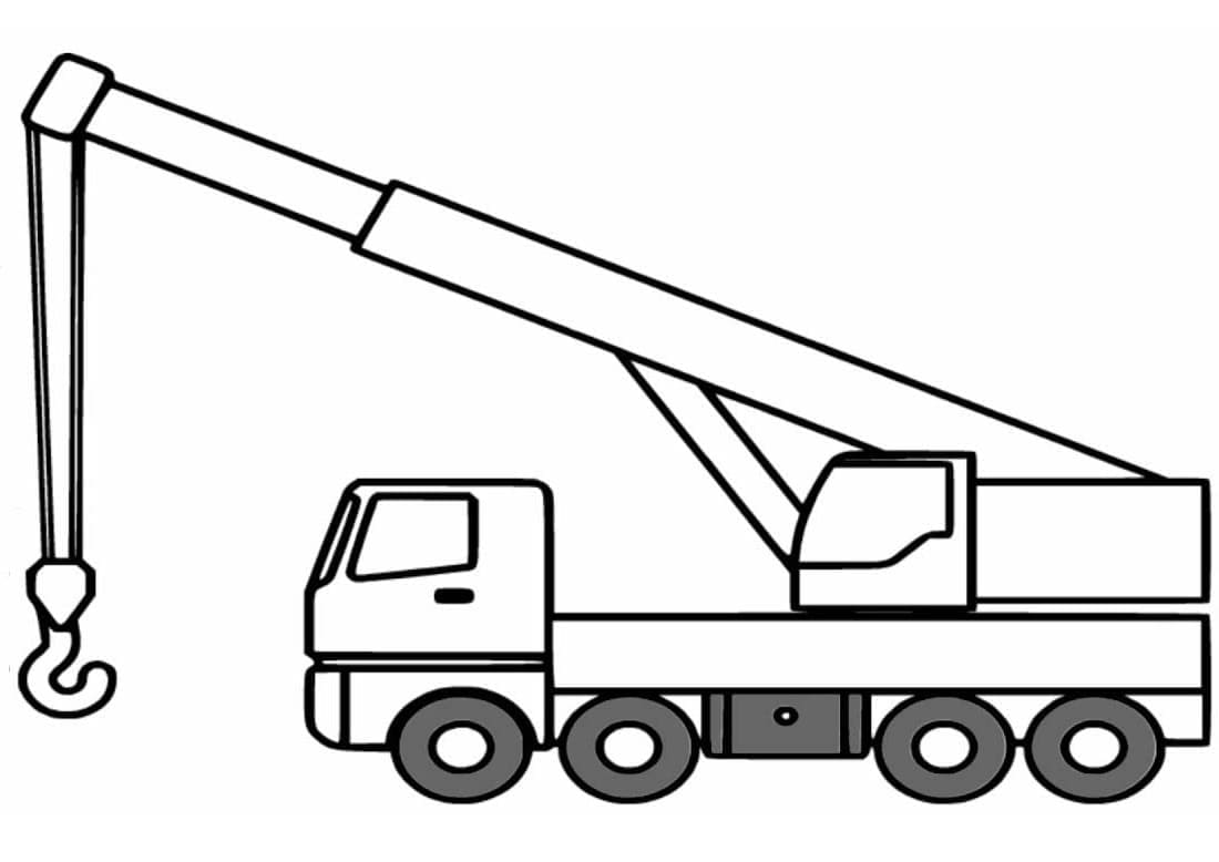 Desenho de Caminhão Guindaste para Colorir e Pintar