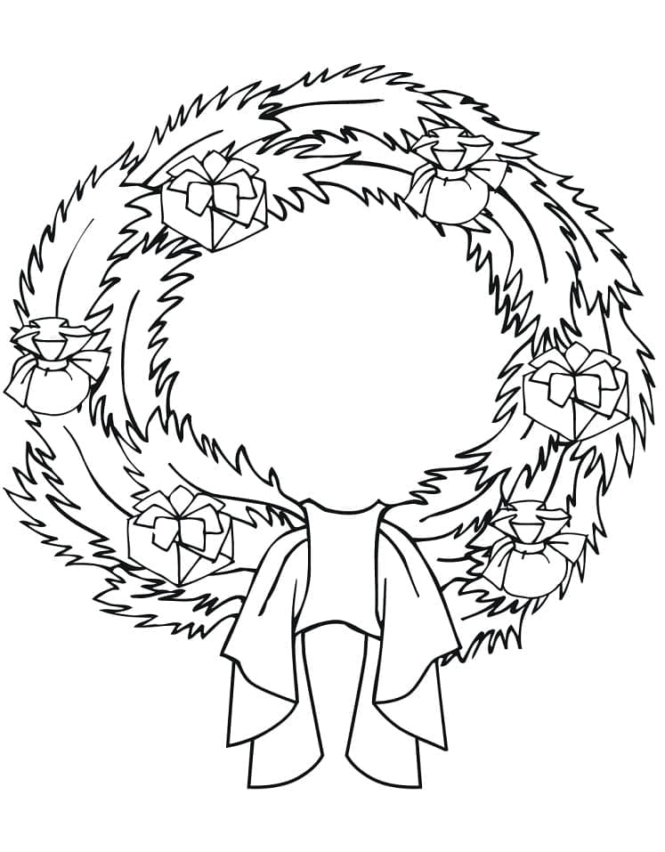 Desenho de Guirlanda de Natal Imprimivel Grátis para Colorir e Pintar