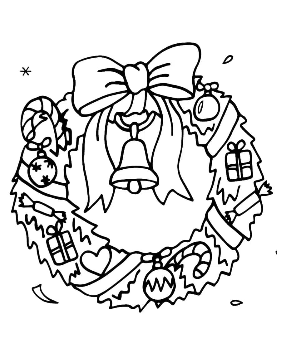 Desenho de Guirlanda de Natal para Crianças de 2 Ano para Colorir e Pintar
