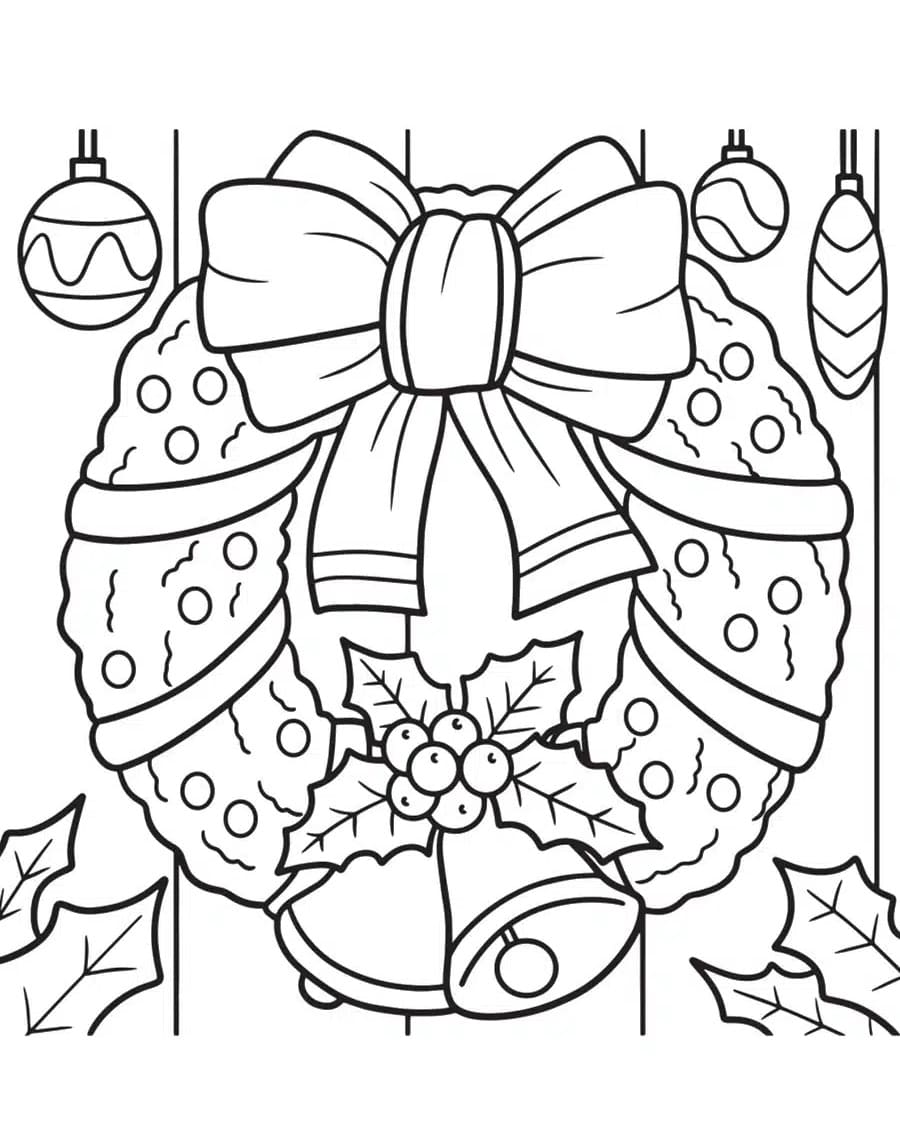 Desenho de Guirlanda de Natal para Crianças de 5 Ano para Colorir e Pintar