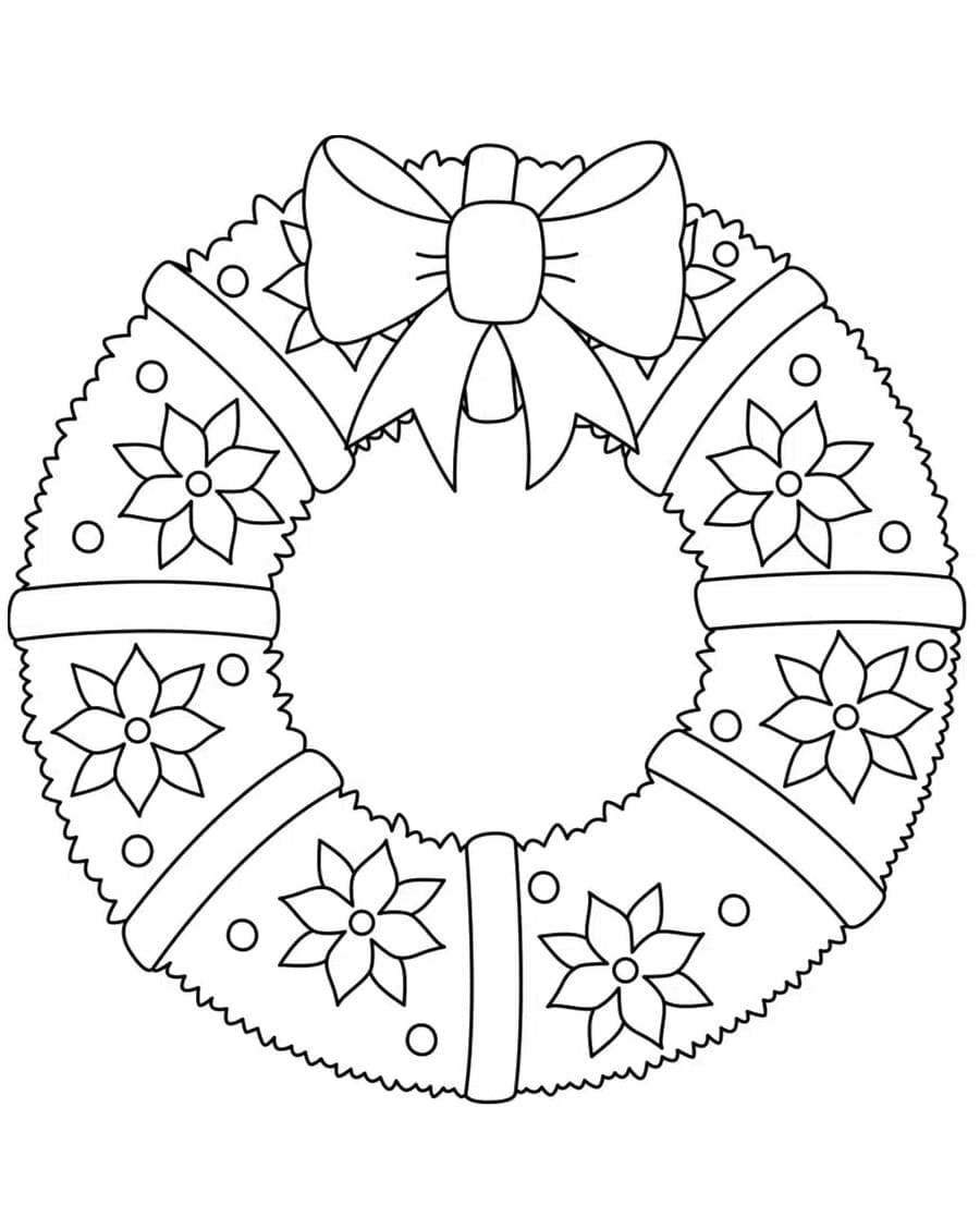 Desenho de Guirlanda de Natal para Crianças de 6 Ano para Colorir e Pintar