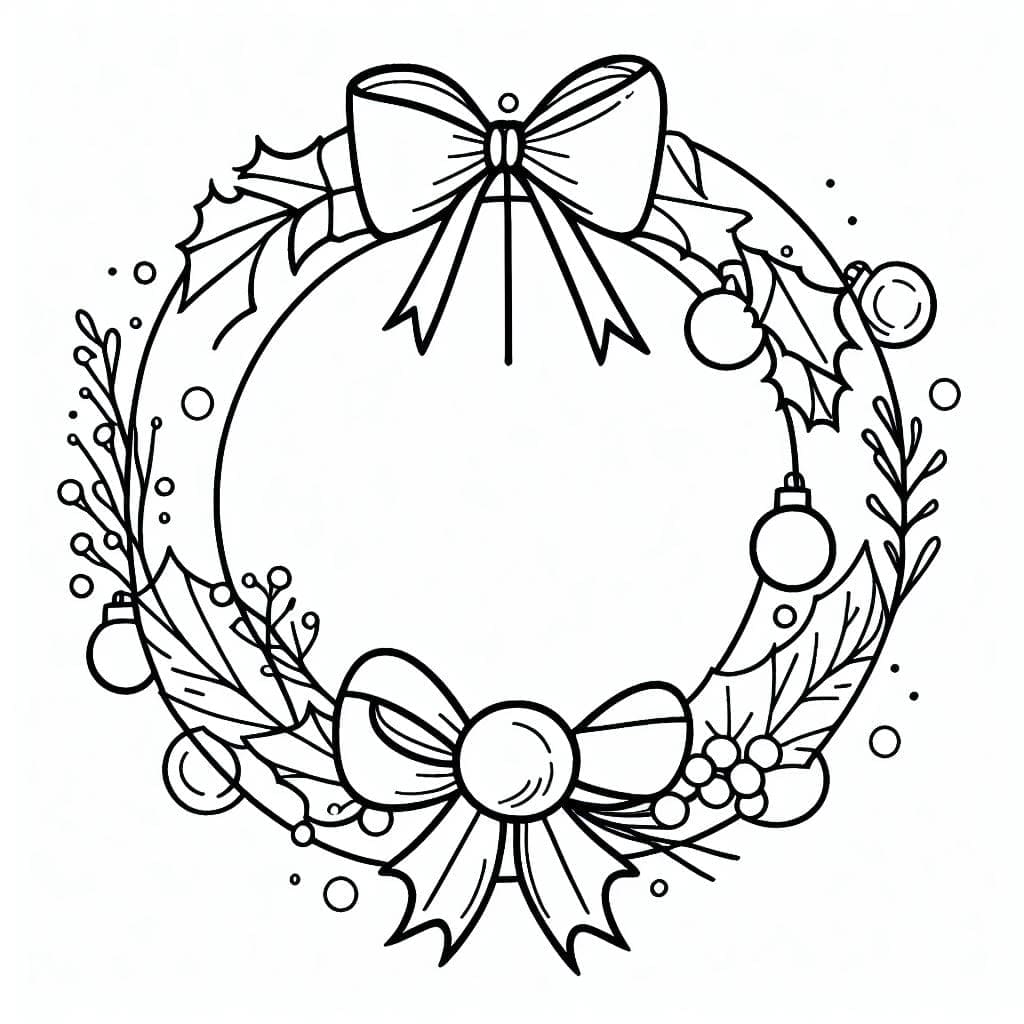 Desenho de Guirlanda de Natal Perfeita para Colorir e Pintar