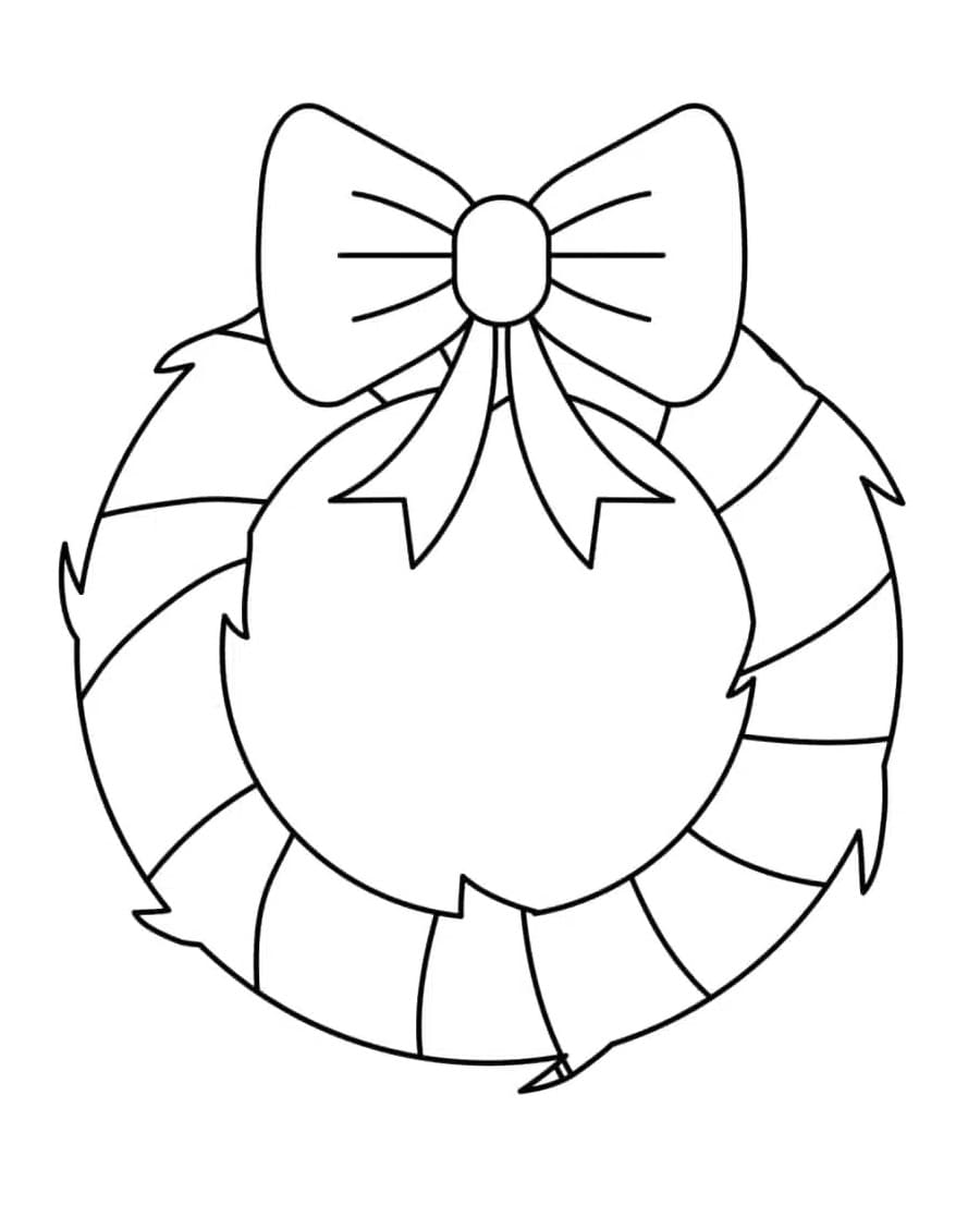 Desenho de Guirlanda de Natal Simples para Colorir e Pintar