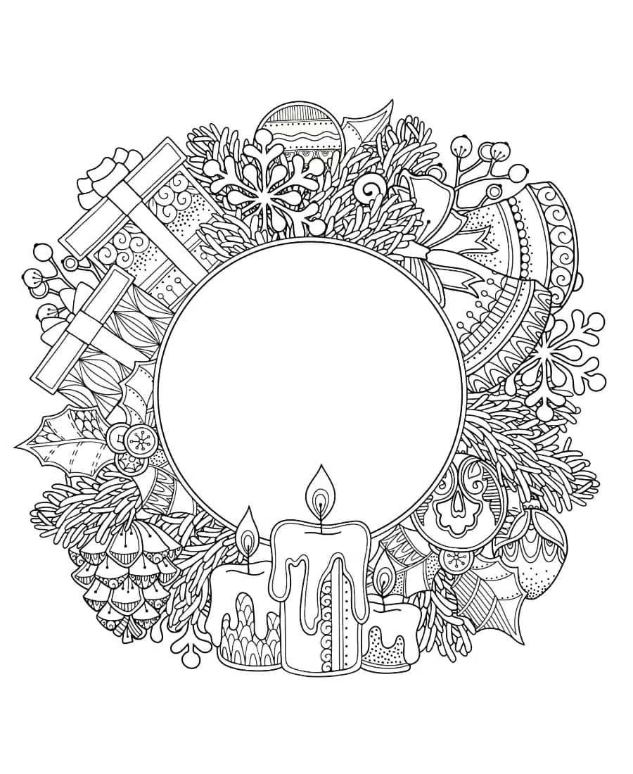 Desenho de uma Guirlanda de Natal para Colorir e Pintar