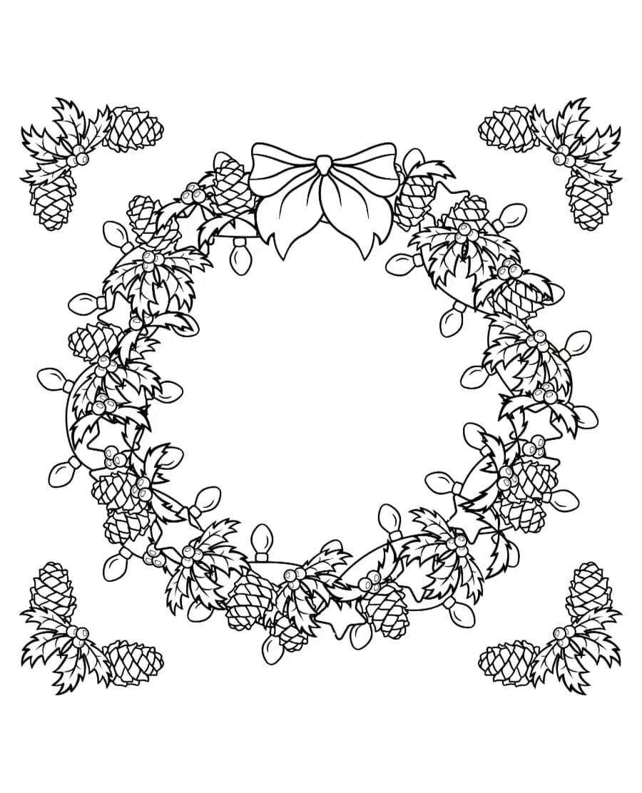 Desenho de uma Linda Guirlanda de Natal para Colorir e Pintar