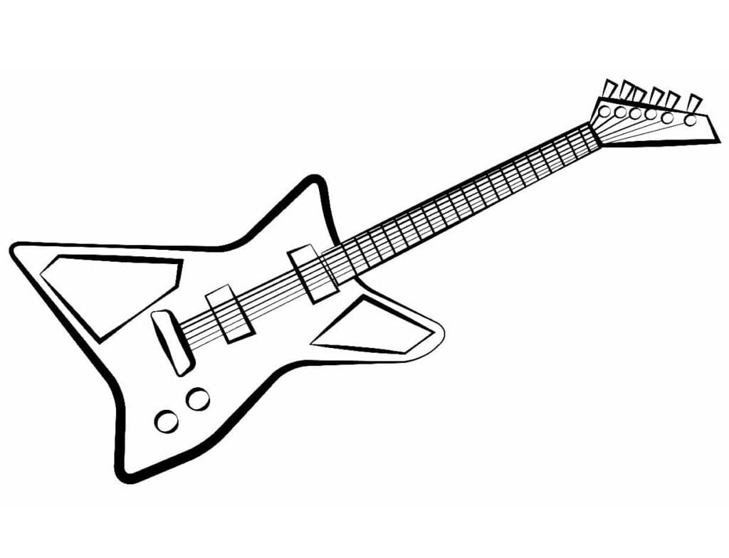 Desenho de Guitarra Elétrica Grátis para Crianças para Colorir e Pintar