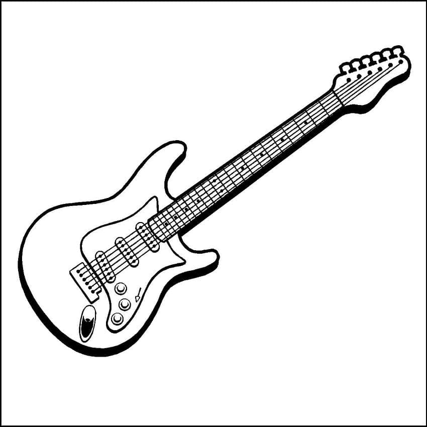 Desenho de Guitarra Elétrica para Colorir e Pintar