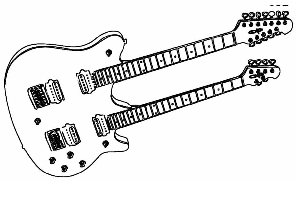 Desenho de Guitarra Imprimivel para Colorir e Pintar