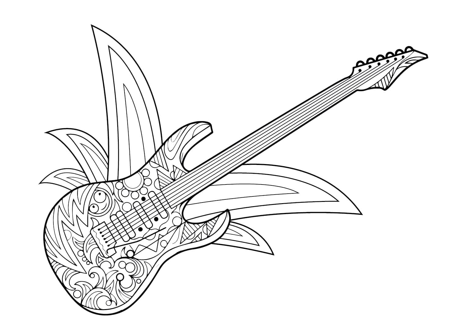 Desenho de Guitarra para Adultos para Colorir e Pintar