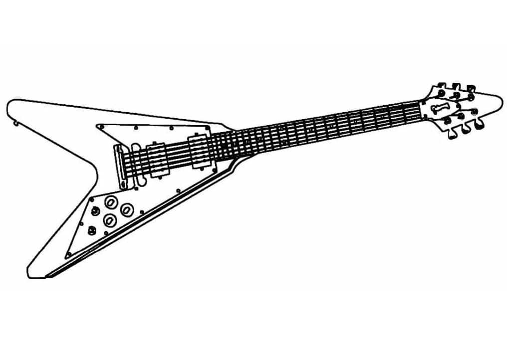 Desenho de Guitarra para Crianças para Colorir e Pintar