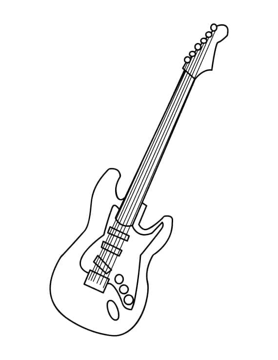 Desenho de Guitarra Perfeita para Colorir e Pintar