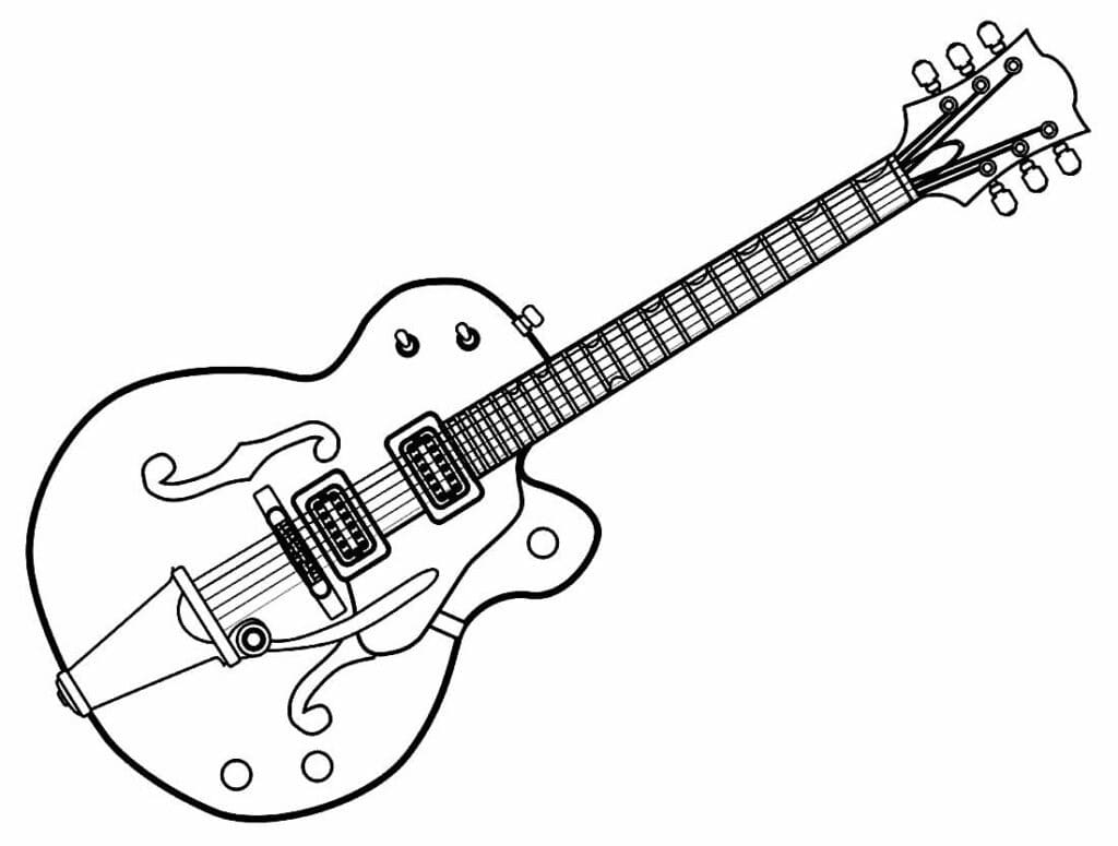 Desenho de Imagem de Guitarra para Colorir e Pintar