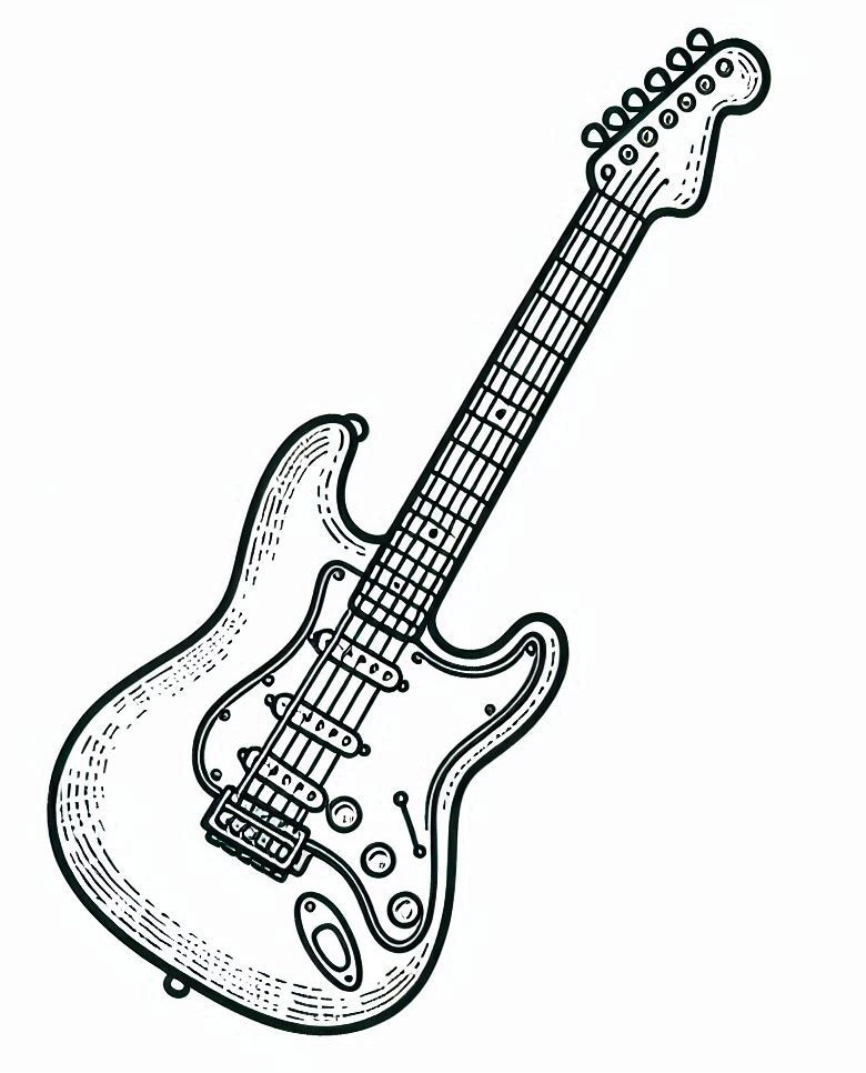 Desenho Guitarra Elétrica Incrível para Colorir e Pintar